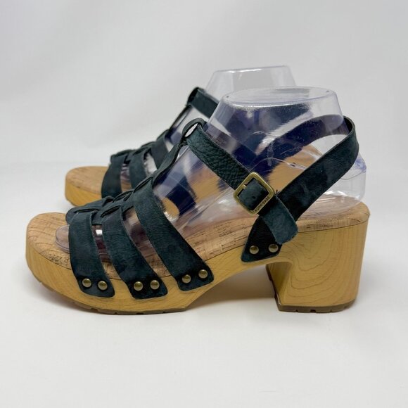 Kork-Ease Talia Sandal Sz 8M Blue Leather Strappy Studded Platform Punk Grunge - Picture 1 of 8